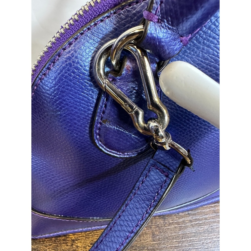Coach Mini Cora Domed Satchel Crossgrain Leather Metallic Purple Iris Rare HTF - Picture 13 of 16